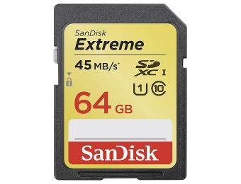 $150 off SanDisk Extreme 64GB SDXC Class 10 UHS-1 Memory Card
