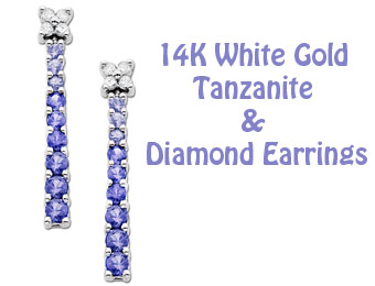 68% Off 14K White Gold Tanzanite & 1/5 ct Diamond Earrings