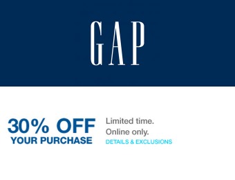 Extra 30% off Your Online Purchase at Gap.com