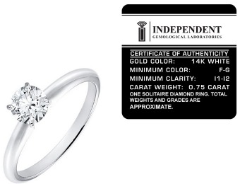 91% off Certified 3/4 Carat Diamond 14K White Gold Ring
