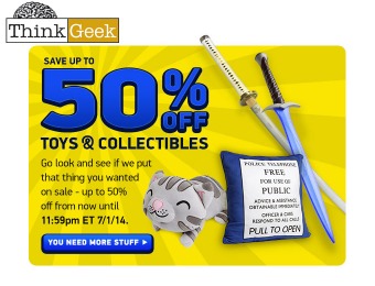 Up to 50% off Toys & Collectibles at ThinkGeek.com