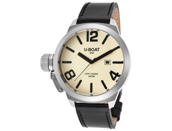 79% off U-Boat 7247 Men's Left Hook IFO Leather Watch