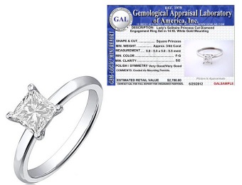 70% off 14K White Gold 3/4 Carat Certified Diamond Ring