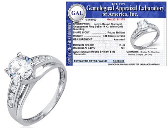 76% off 14K White Gold Certified 1 Carat Diamond Ring