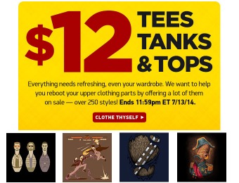 $12 Tees, Tanks & Tops at ThinkGeek.com, 250+ Styles on Sale