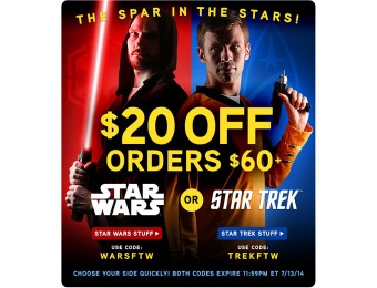 $20 off Star Wars & Star Trek Merchandise Orders of $60+