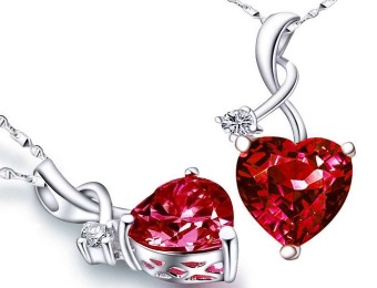 $230 off Mabella 4.03 Cttw Heart Shaped Created Ruby Pendant