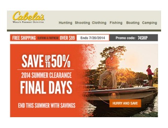 Cabela's Summer Clearance Sale - Up to 50% Off