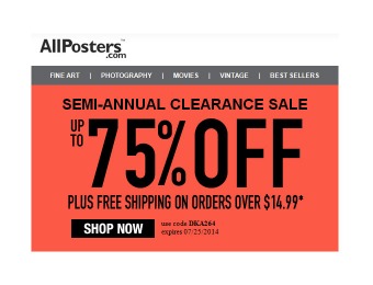 Allposters Semi-Annual Sale - Up to 75% off