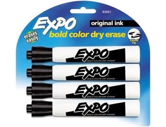 63% off Expo Original Chisel Tip Dry Erase Markers, 4 Black Markers