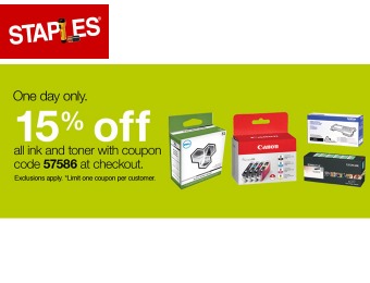 15% off All Ink and Toner at Staples.com