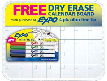 57% off Expo Ultra Dry Erase Markers w/ Free Calendar Board