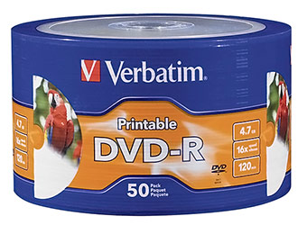 60% off Verbatim 50-Pack Printable 16x DVD-R Discs