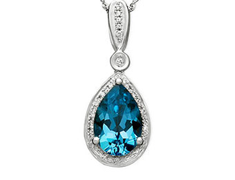 67% off 14k White Gold Necklace, Blue Topaz & Diamond Pendant