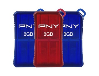 30% off 3-Pack PNY Micro Sleek Attache 8GB USB 2.0 Flash Drives