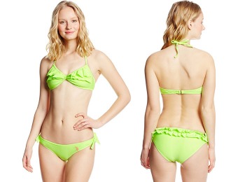 80% off U.S. Polo Assn. Women's Ruffled Bikini, Gilly Lime