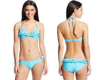 80% off U.S. Polo Assn. Women's Ruffled Bikini, Resort Blue