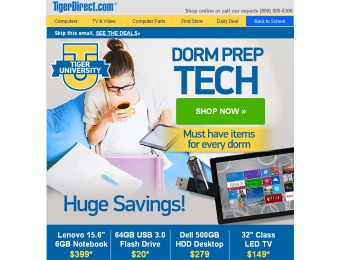 Tiger Direct Dorm Prep Tech Sale - Tons of Great Deals