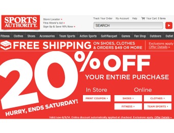 Sports Authority Sale - 20% Off Your Entire Purchase
