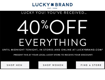40% Off Everything at Lucky Brand