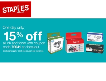 15% off All Ink and Toner at Staples.com
