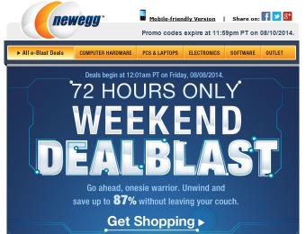 Newegg 72 Hour Weekend Dealblast Sale - Up to 87% off