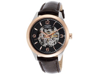 90% off Rotary Automatic Leather Skeletonized Watch GS03715-04