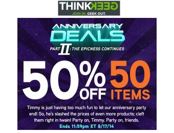 ThinkGeek's 15th Anniversary Deals - 50% off 50 Items