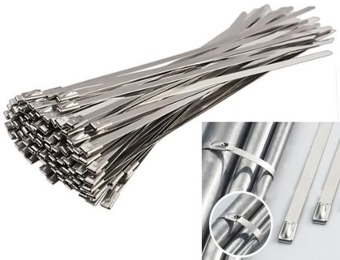 68% off 100pcs 11.8" Stainless Steel Locking Cable Zip Ties