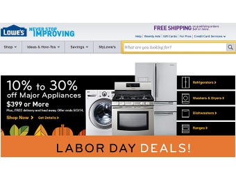 Save 10% - 30% off Major Appliances $399+ at Lowes.com