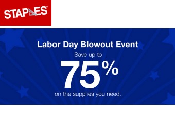 Save up to 75% off During Staples Labor Day Blowout Sale Event