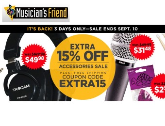 Musician's Friend Sale- Extra 15% off Accessories
