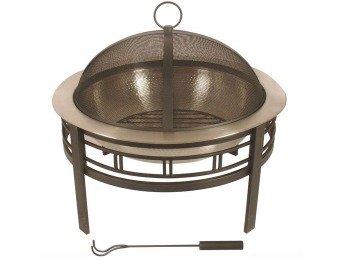 41% off 28" Stainless Steel Fire Pit with Black Wrought Iron Stand