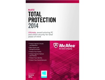 83% off McAfee Total Protection 2014 Software for 3 PCs
