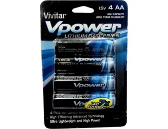 73% off Vivitar V-4AA-LI Lithium 4 AA Batteries