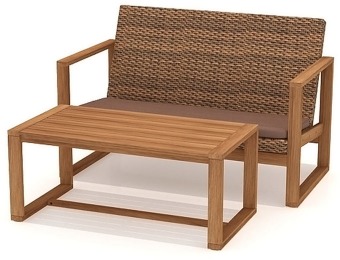 $255 off Garden Treasures Wood Patio Loveseat and Coffee Table Set
