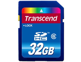 60% Off Transcend 32GB SDHC Class 6 Flash Memory Card