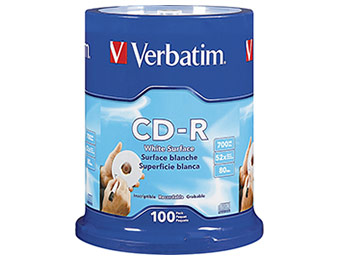 50% off 100-Pack Verbatim White 52x CD-R Disc Spindle