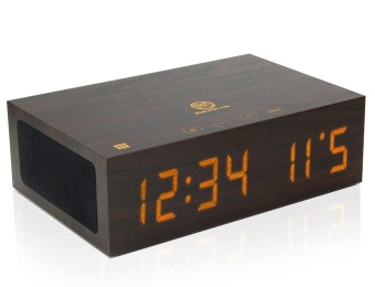 61% off GOgroove BlueSYNC Stereo Speaker & Wooden Alarm Clock