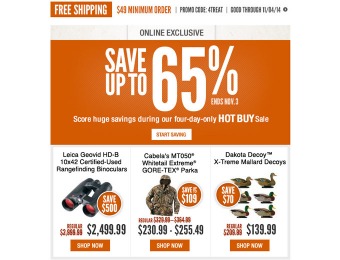 Cabela's 4-Day Hot Buy Sale - Up to 65% off