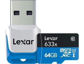 $56 off Lexar MicroSDXC 633x 64GB UHS-I Flash Memory Card