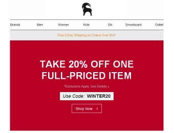 Save 20% off One Full-Priced Item at Backcountry.com