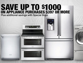 Save up to $1000 off Appliance Purchases