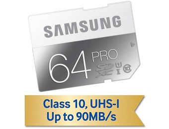 53% off Samsung 64GB PRO Class 10 SDXC Memory Card