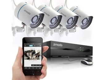 $340 off Zmodo 4CH PoE NVR HD Security Camera System w/ 4 Cams