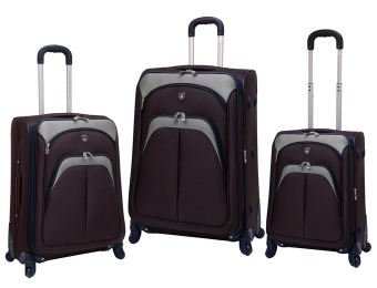 74% off 3pc Expandable EVA Luggage Set w/ 360 Wheel System