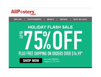 Allposters.com Holiday Flash Sale - Up to 75% off