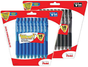 50% off 18-Pack Pentel WOW Retractable Ballpoint Pens
