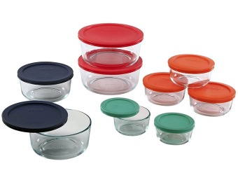 49% off Pyrex 18pc Glass Food Storage with Multi-colored Lids
