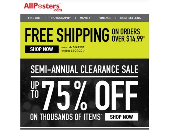 Allposters Semi-Annual Clearance Sale - Up to 75% off